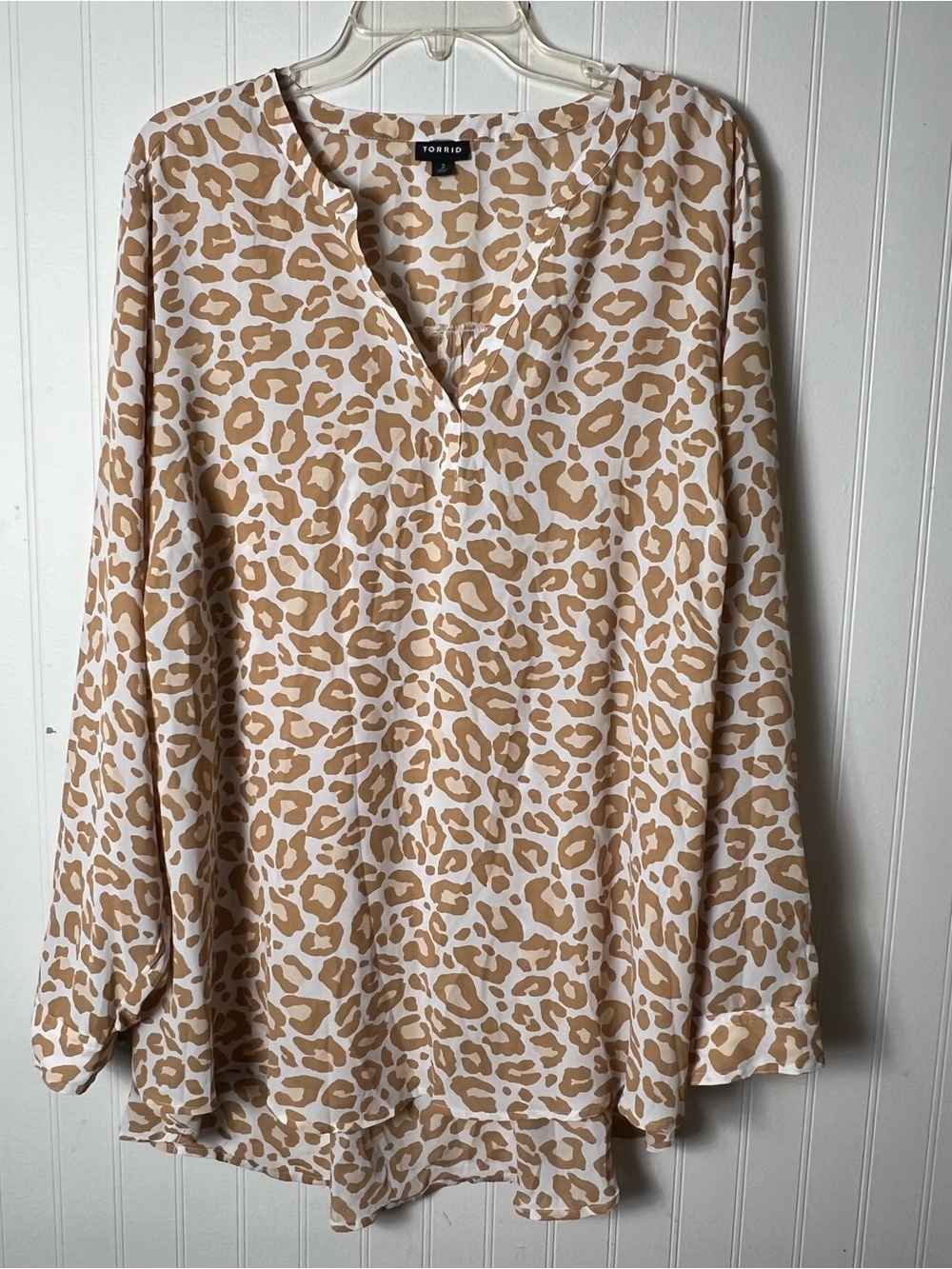 Torrid Georgette Animal Print Pullover Long Sleeve Blouse 3X